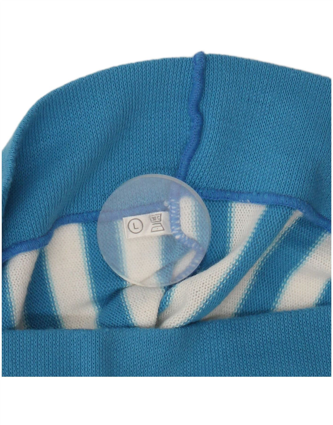 Vintage Damen Bluse Top UK 16 Großes blau gestreiftes Polyacryl