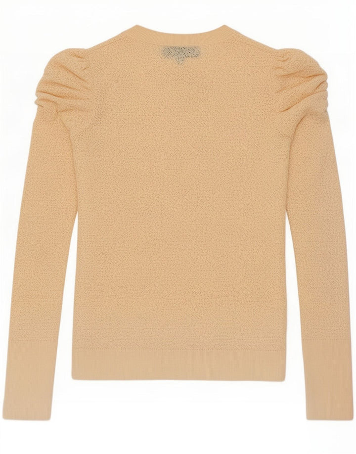 Zara Damen Top Langarm UK 12 Mittelbeige Viskose