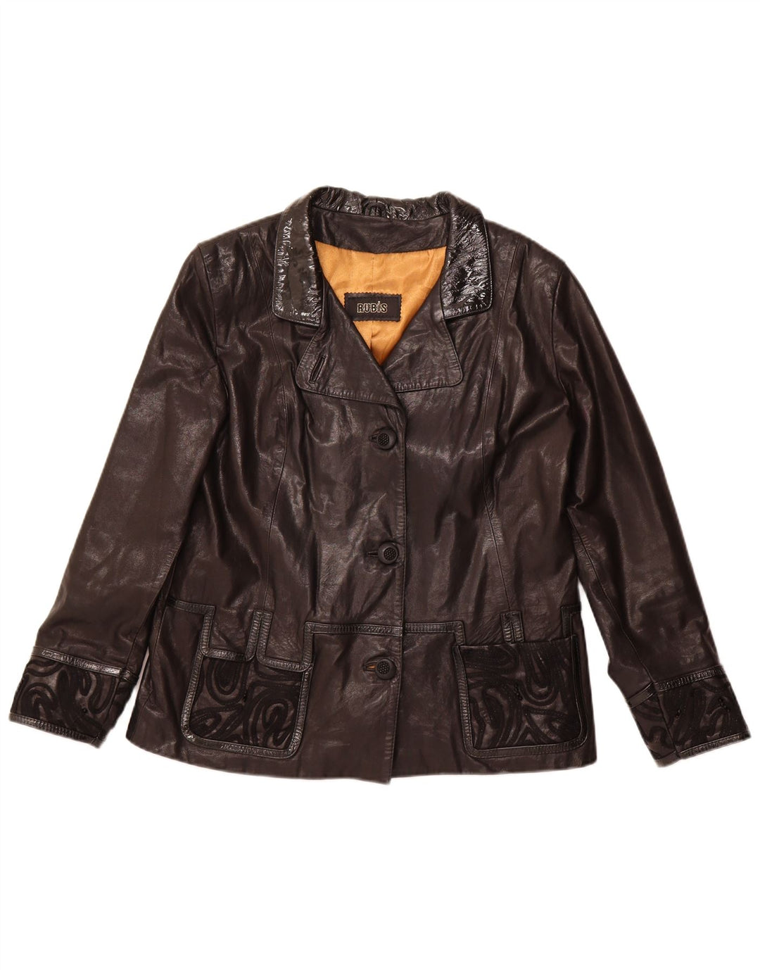 Vintage Damen Lederjacke UK 22 3XL Schwarzes Leder