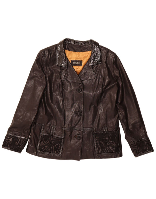 Vintage Womens Leather Jacket UK 22 3XL Black Leather