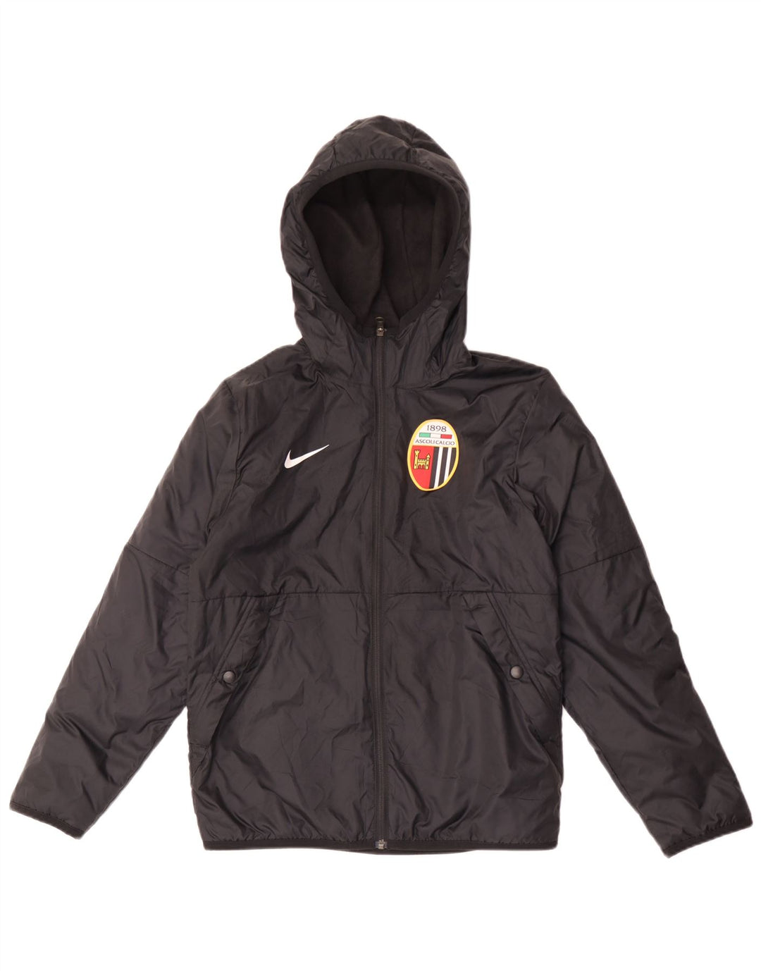 Nike Jungen-Windbreakerjacke mit Kapuze, 12–13 Jahre, mittelgroßes schwarzes Polyester