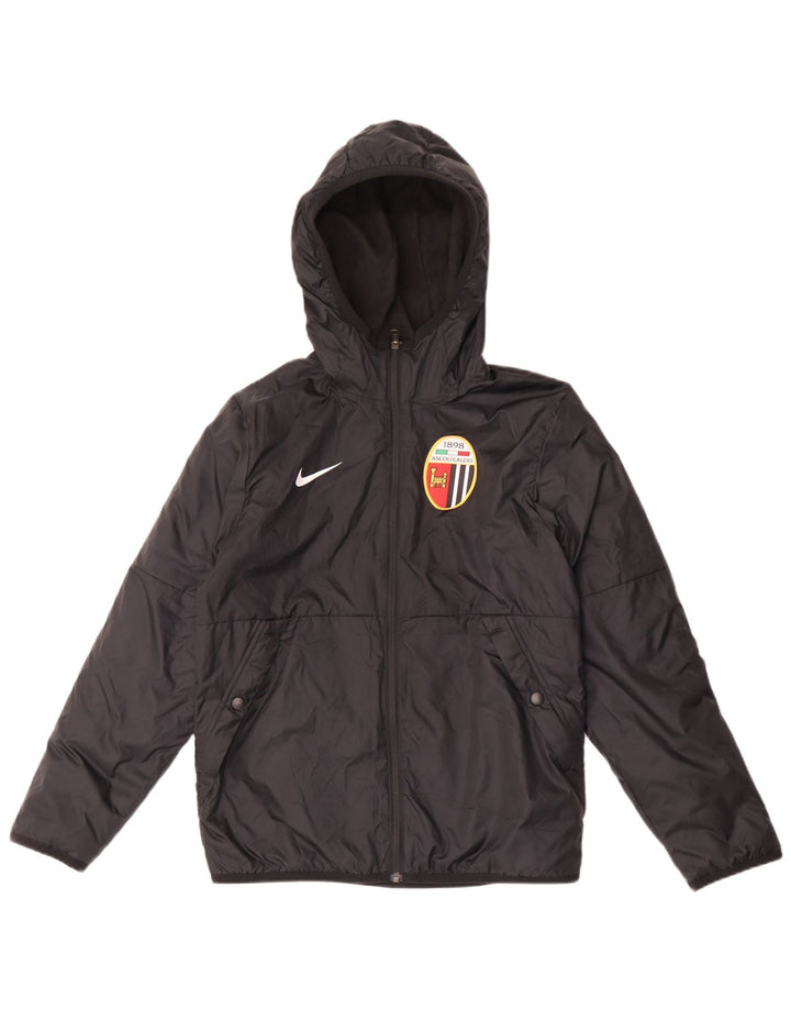 Nike Jungen-Windbreakerjacke mit Kapuze, 12–13 Jahre, mittelgroßes schwarzes Polyester