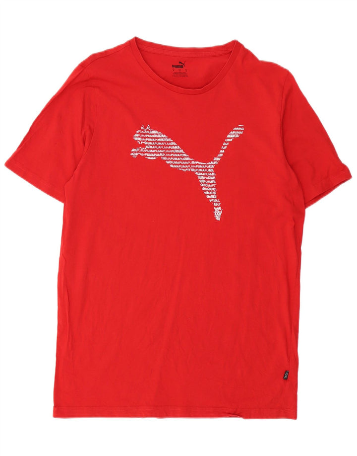 PUMA Herren Grafik-T-Shirt-Oberteil aus mittelroter Baumwolle