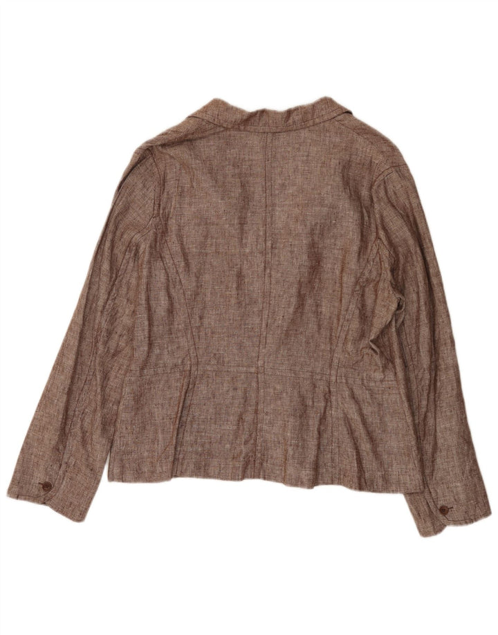 MONSOON Damen 2-Knopf-Blazerjacke UK 18 XL Braunes Leinen