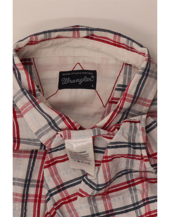 Wrangler Herren-Kurzarmhemd, groß, weiß, kariert, Baumwolle