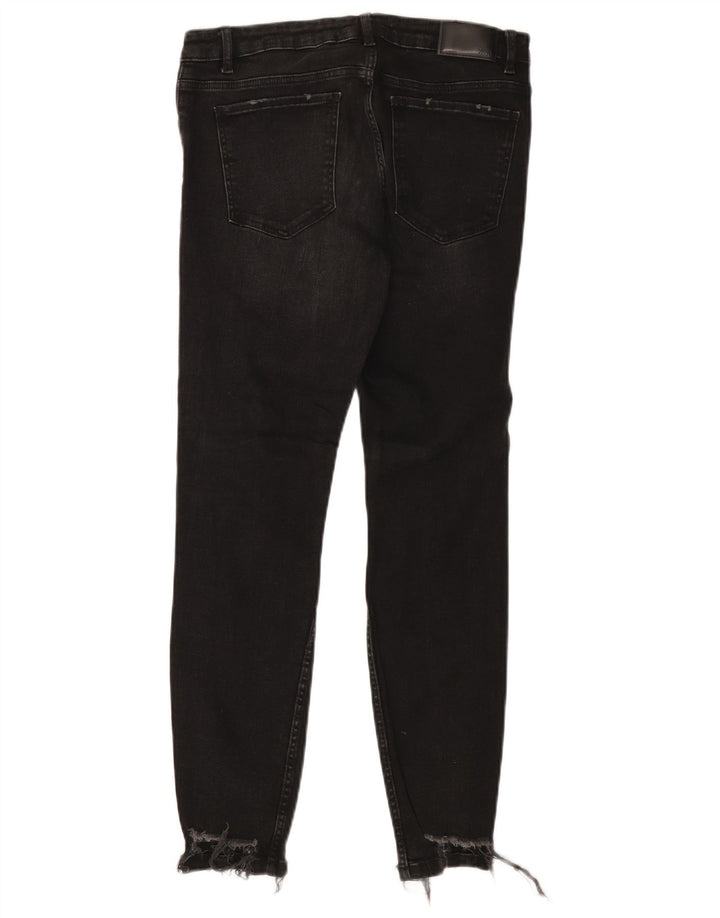 Zara Damen Distressed Slim Jeans EU 40 Medium W30 L27 Schwarze Baumwolle