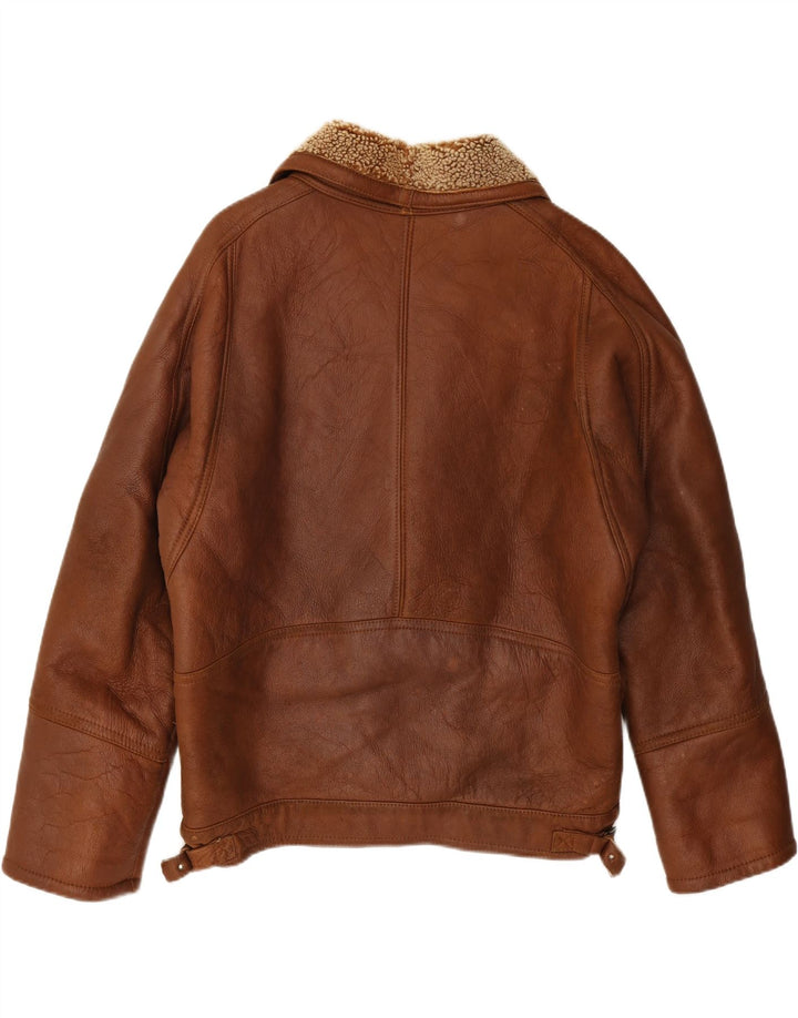 VINTAGE Herren Lammfelljacke UK 42 XL Braun