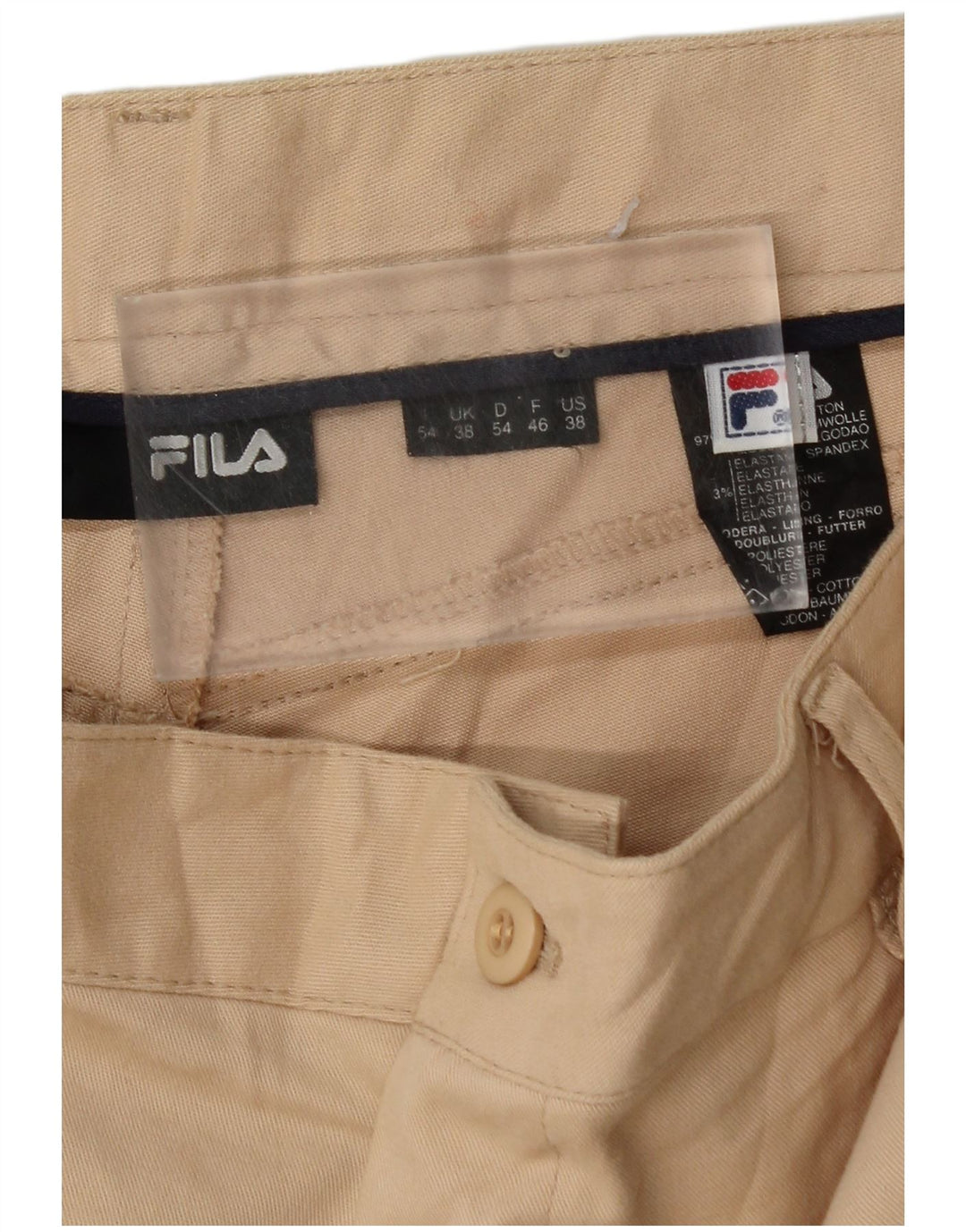 FILA Herren gerade Chinohose W38 L32 Beige Baumwolle