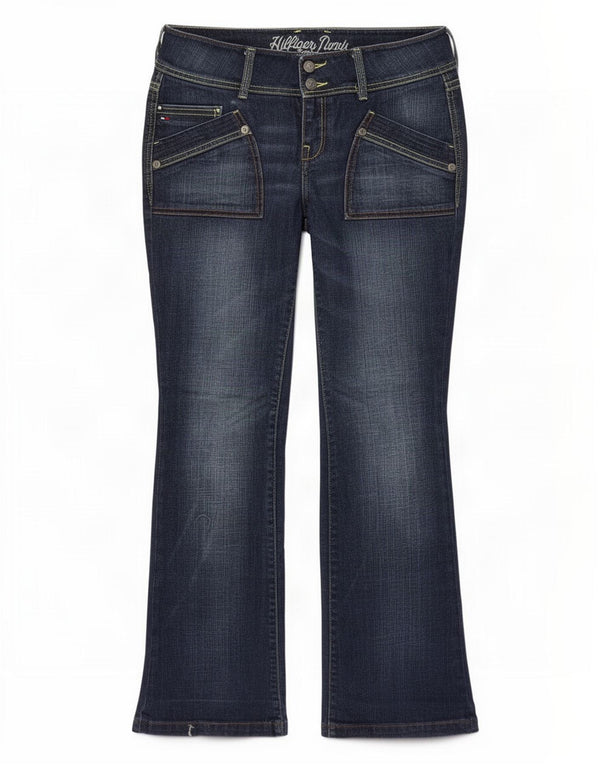 Tommy Hilfiger Damen Bootcut Jeans W30 L31 Marineblau Baumwolle