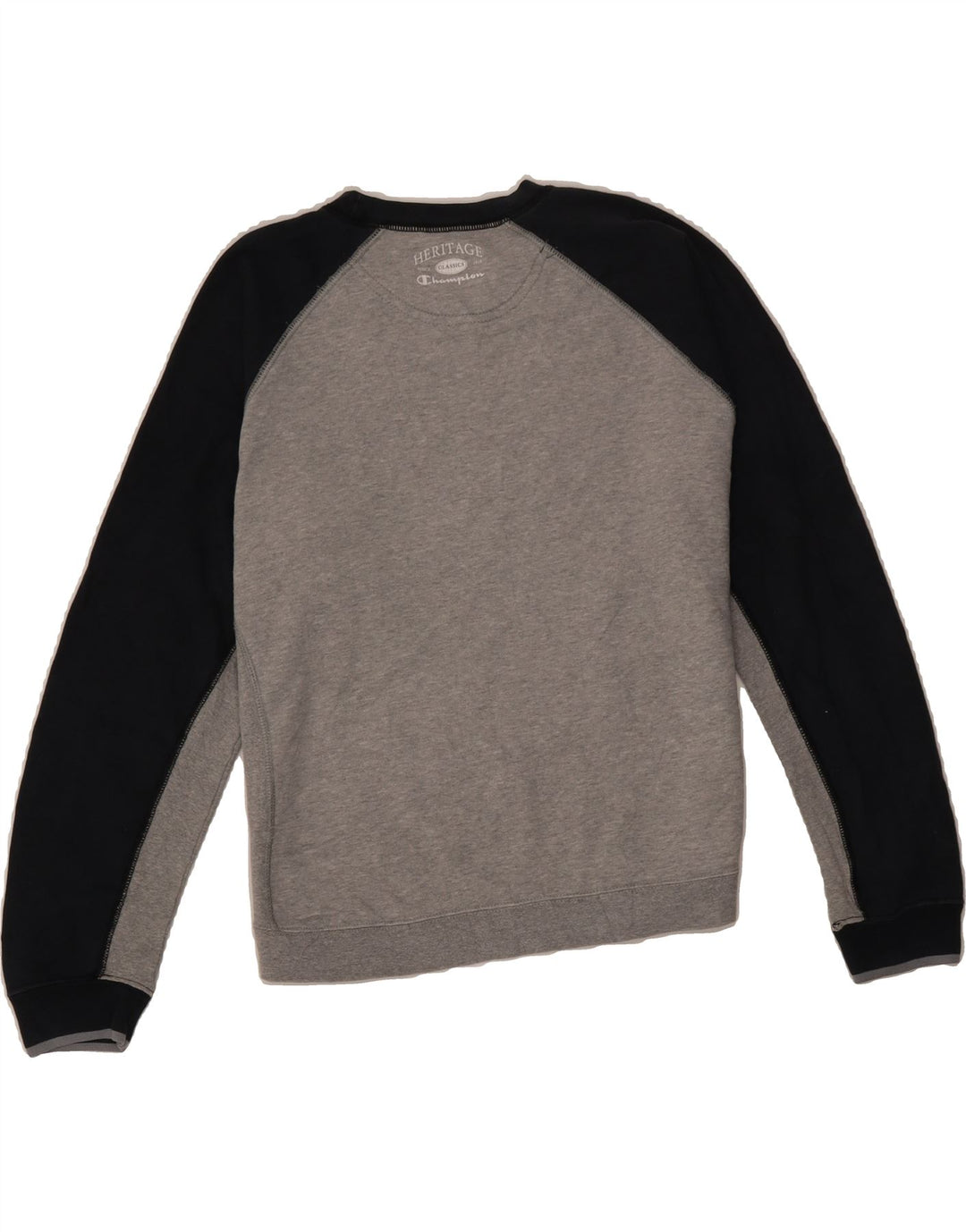 CHAMPION Womens Graphic Sweatshirt Jumper UK 16 Large Grey Colourblock Vintage Champion and Second-Hand Champion from Messina Hembry 