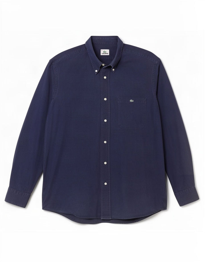 Lacoste Herrenhemd Größe 40 Mittelmarineblaue Baumwolle