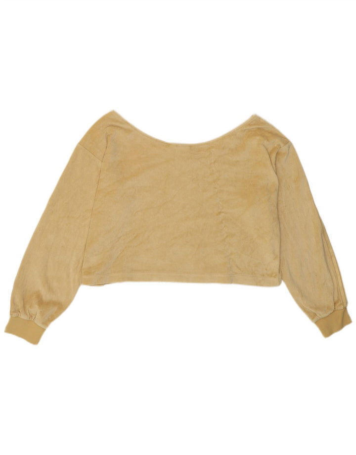 ADIDAS Damen Crop Oversized Off Shoulder Top UK 10 Small Gelbe Baumwolle