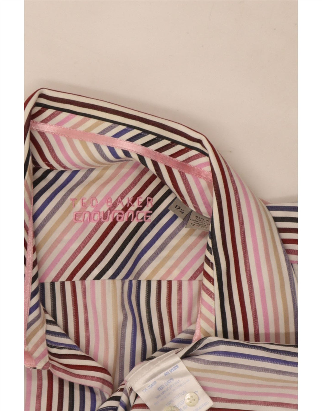 Ted Baker formelles Herrenhemd, Größe 17 1/2 XL, mehrfarbig, gestreift, Baumwolle