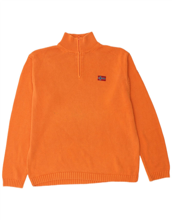 NAPAPIJRI Herren Geographic Zip Neck Pullover Pullover 2XL Orange Baumwolle