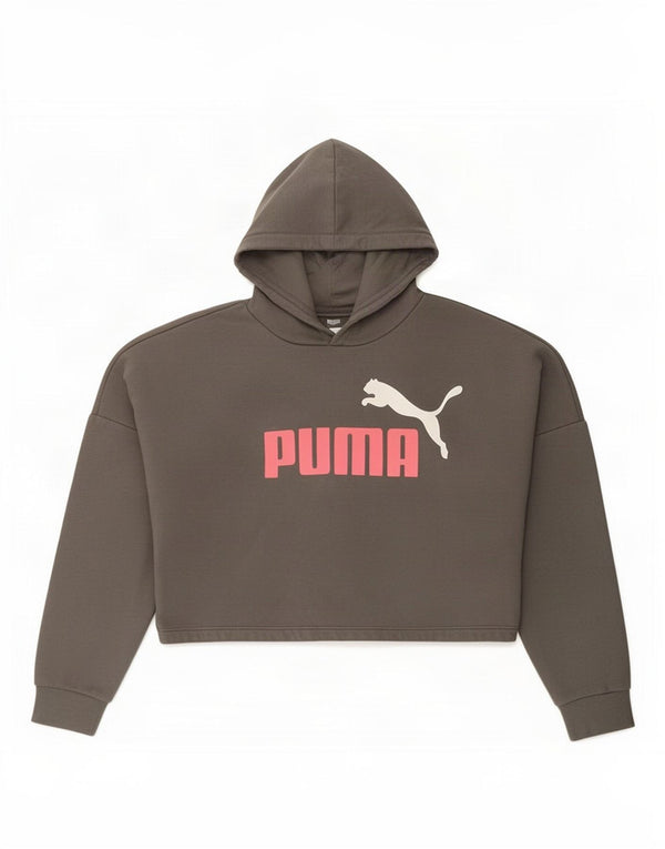 Puma Crop Graphic Hoodie-Pullover für Mädchen, 11–12 Jahre, graue Baumwolle