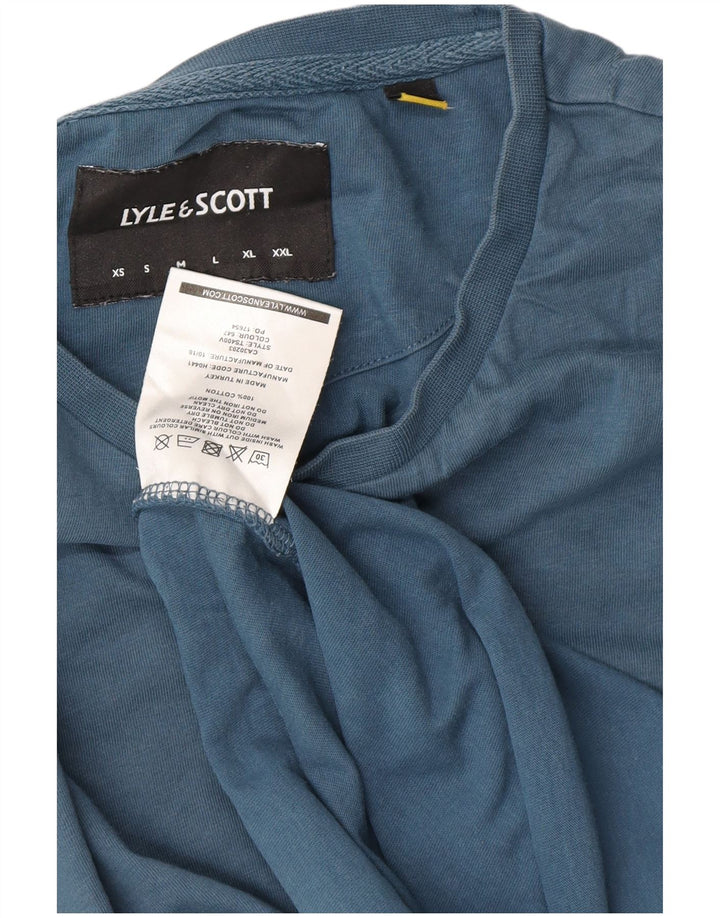 LYLE & SCOTT Mens T-Shirt Top Medium Blue Cotton