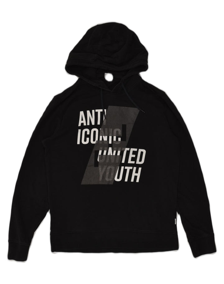 JACK & JONES Mens Graphic Hoodie Jumper XL Black Cotton | Vintage Jack & Jones | Thrift | Second-Hand Jack & Jones | Used Clothing | Messina Hembry 