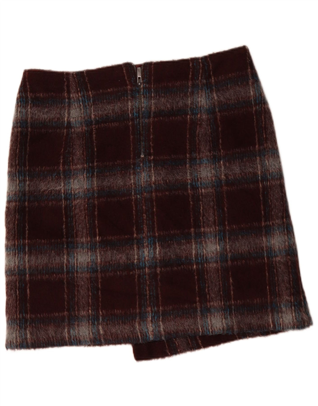 Marks & Spencer Damen Minirock UK 14 Large W34 Burgunderrot kariertes Polyester
