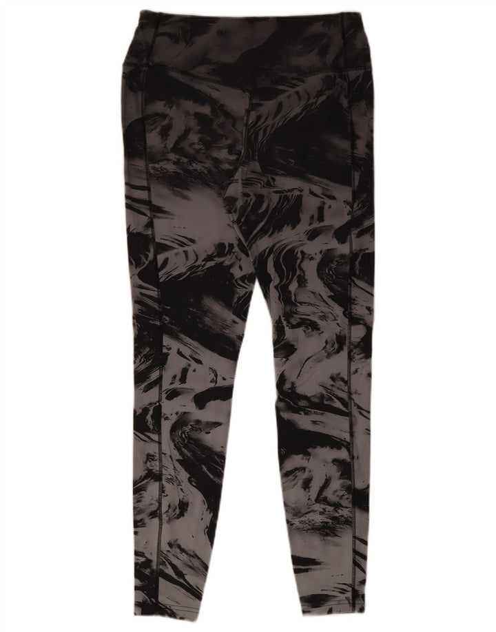 NIKE Damen Dri Fit Leggings UK 14 Large Graues Batik-Nylon