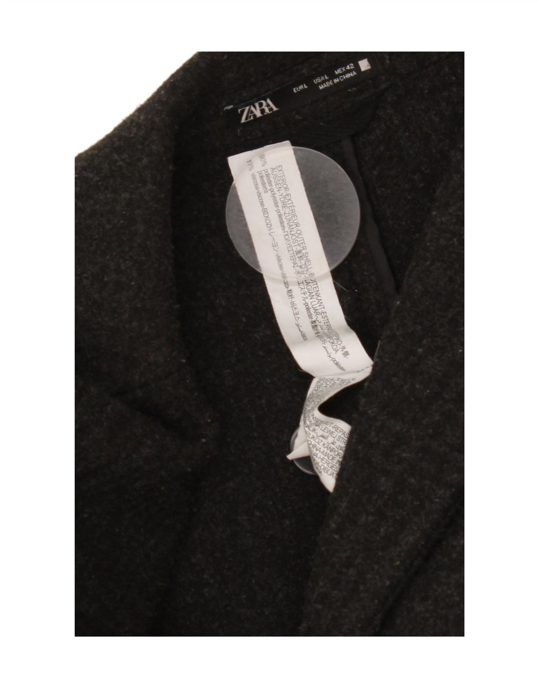 Zara Herrenmantel UK 40 Large Schwarz Polyester