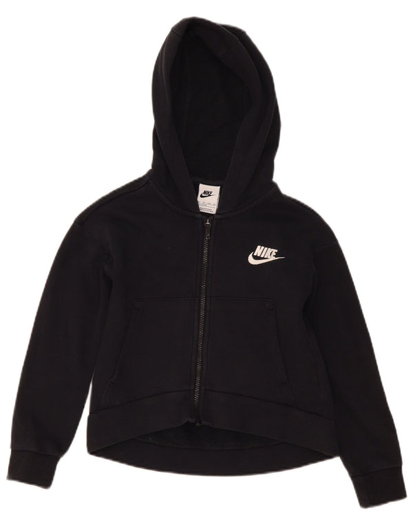 Nike Mädchen-Kapuzenpullover mit Reißverschluss, 7–8 Jahre, XS, schwarze Baumwolle
