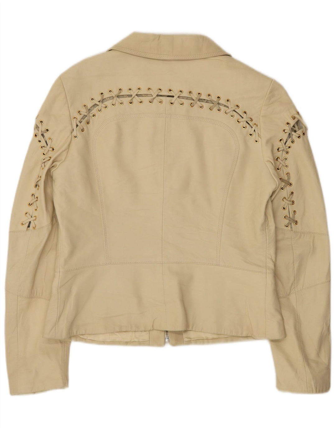 Vintage Damen Lederjacke IT 42 Medium Beige Leder