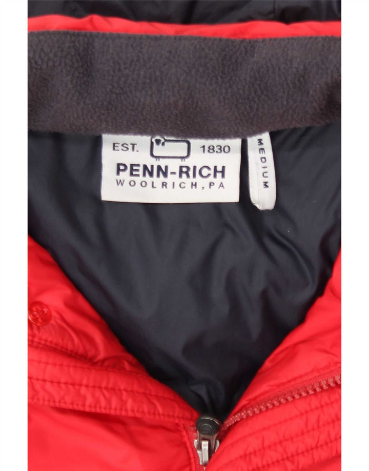 Woolrich Herren Penn-Rich Wattierte Jacke mit Kapuze UK 38 Mittelrotes Nylon
