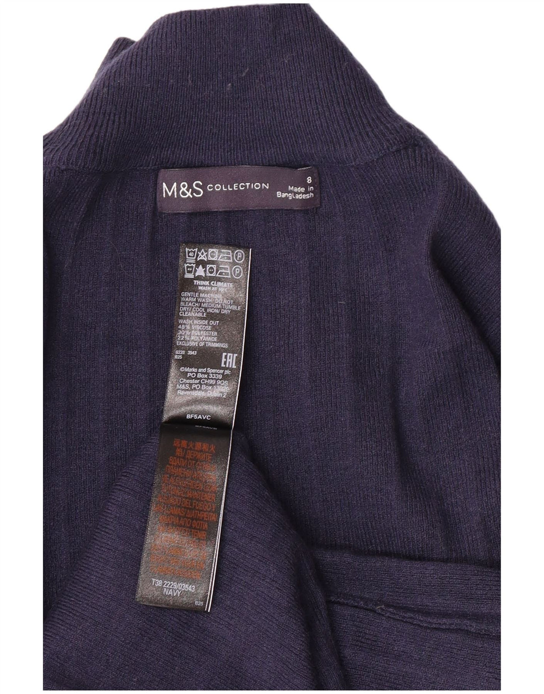 MARKS & SPENCER Rollkragenpullover für Damen, Gr. 8, Marineblau