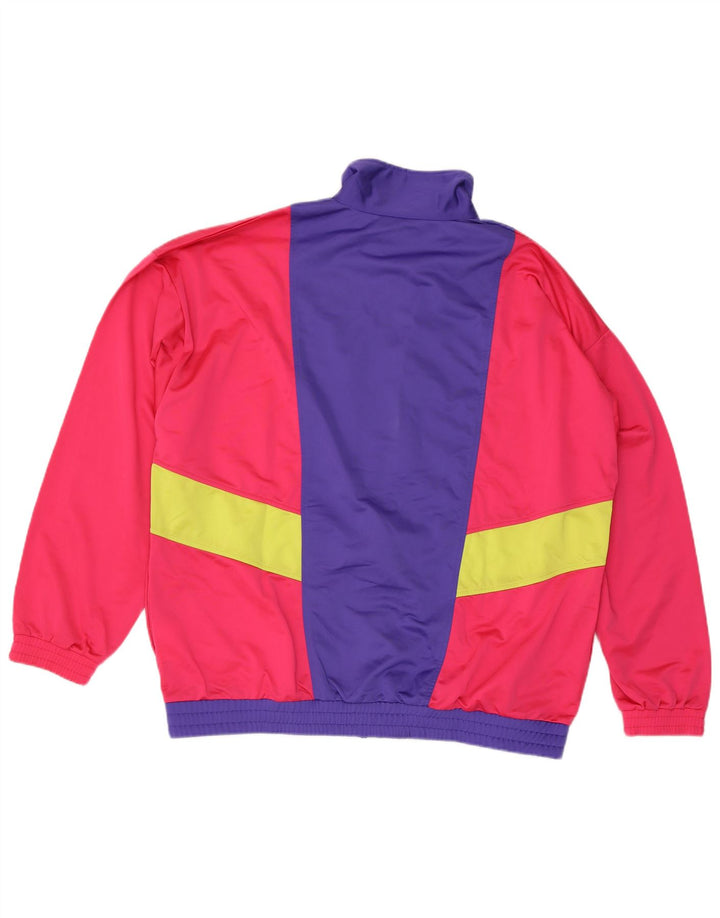 Vintage Herren Trainingsanzug Top Jacke 2XL Rot Colourblock Polyester