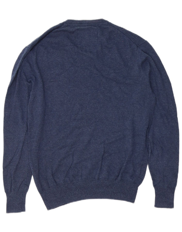 Superdry Herren-Pullover mit V-Ausschnitt aus mittelblauer Baumwolle