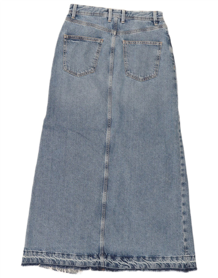 Zara Damen Maxi-Jeansrock im Distressed-Look XS W24 Blau