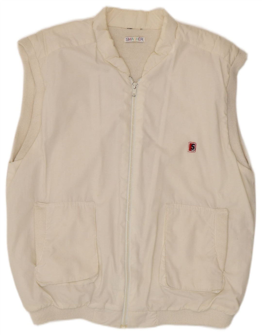 Smasher Herren-Trainingsanzug, ärmellos, Jacke, Größe L, Weiß, Polyester