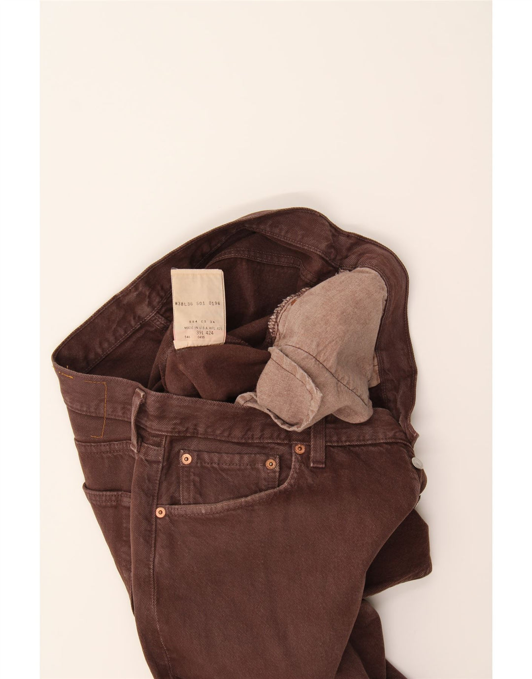 LEVI'S Womens Straight Jeans W38 L33 Burgundy Cotton Vintage Levi's and Second-Hand Levi's from Messina Hembry 