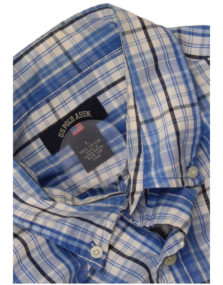 U.S. Polo Assn. Herrenhemd aus Baumwolle, groß, blau kariert