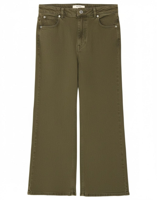 Reiss Mädchen-Jeans mit hoher Taille und weitem Bein, 11–12 Jahre, W28 L24, Khaki, Baumwolle