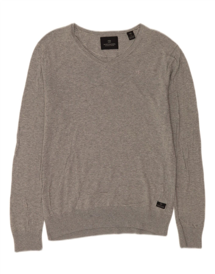 Scotch & Soda Herren Amsterdam Couture Pullover mit V-Ausschnitt Mittelgrau