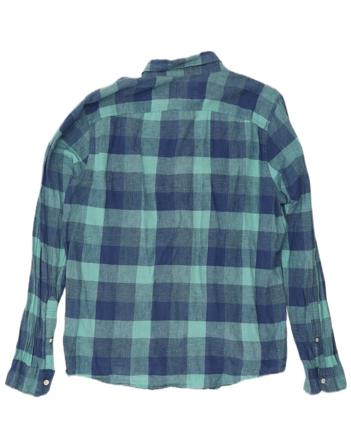 Hollister Herrenhemd XL, blau kariertes Leinen