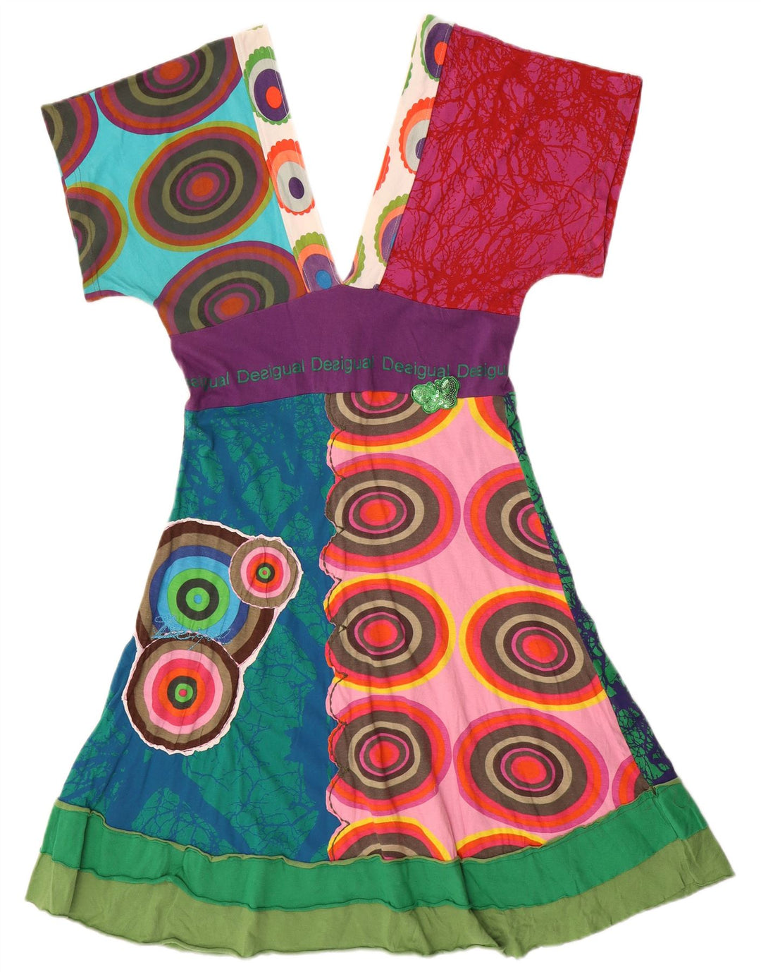 Desigual Damen-Kleid mit abstraktem Muster, A-Linie, Gr. 12, mittelmehrfarbig