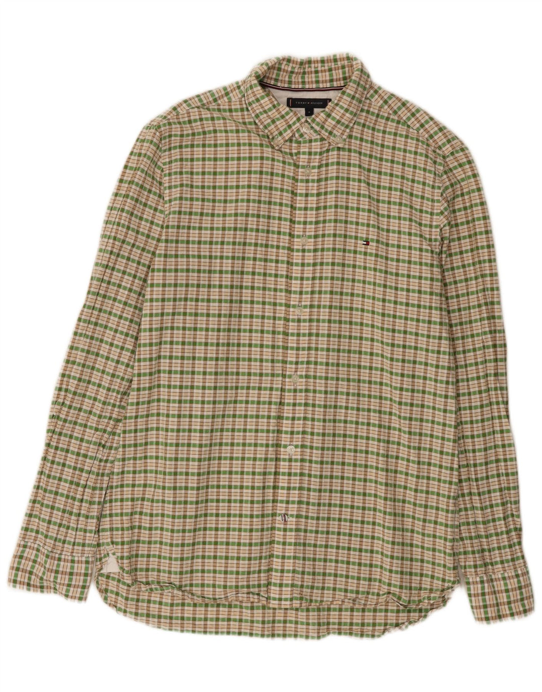 Tommy Hilfiger Herren-Flanellhemd, mittelgrün, kariert, Baumwolle