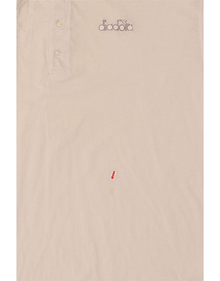 DIADORA Mens Abstract Pattern Graphic Polo Shirt Large White Cotton Vintage Diadora and Second-Hand Diadora from Messina Hembry 