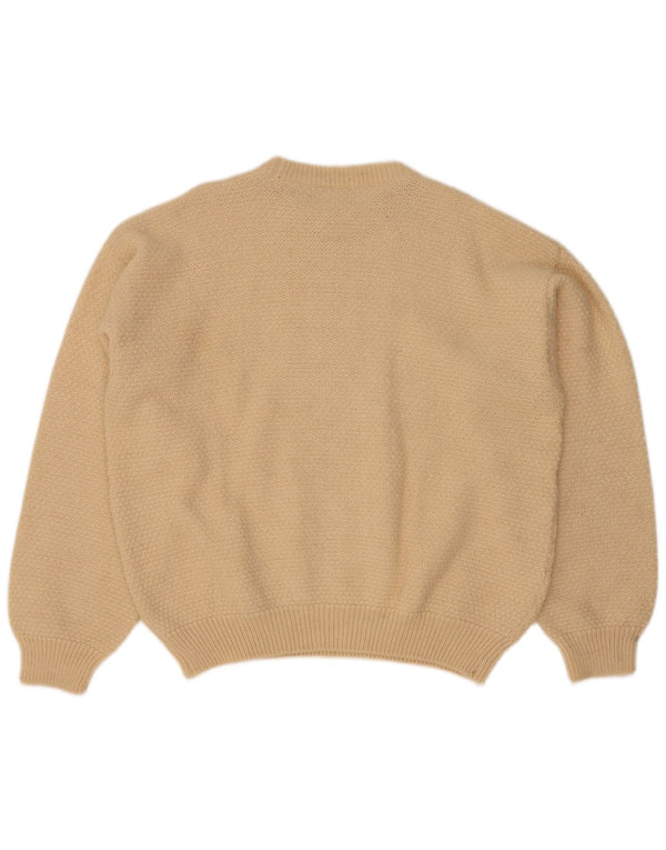 Vintage Herren Pullover mit Rundhalsausschnitt IT 52 Große cremefarbene Alpakawolle