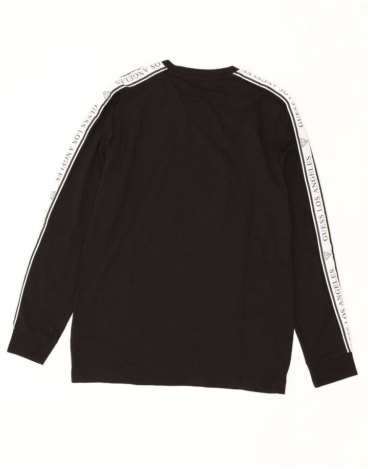 GUESS Herren-Grafik-Oberteil, langärmelig, mittelschwarz, Colourblock-Baumwolle