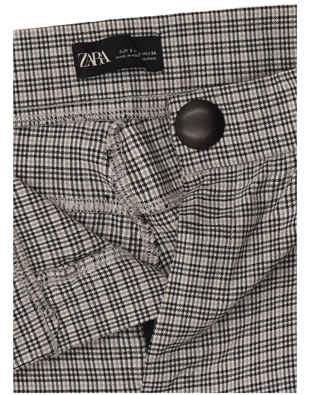 ZARA Damen Bootcut Freizeithose Klein W26 L26 Grau Chevron