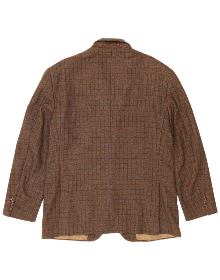 Brooksfield Herren-Blazer mit 3 Knöpfen, UK 40, große braun karierte Wolle