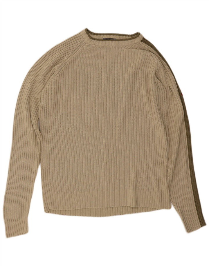Vintage Herren-Pullover mit U-Boot-Ausschnitt, mittelgrün gestreift