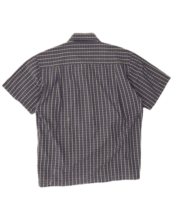 Dickies Herren-Kurzarmhemd aus mittelblauer Baumwolle mit Karomuster in Marineblau