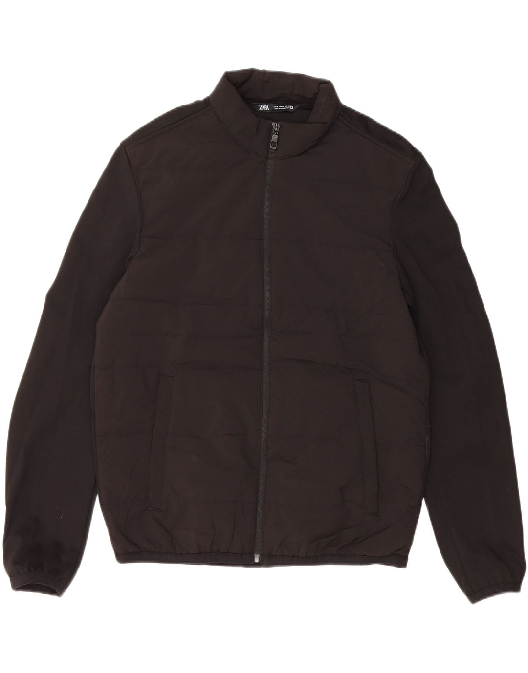 ZARA Herren Wattierte Jacke UK 38 Medium Schwarz Polyester