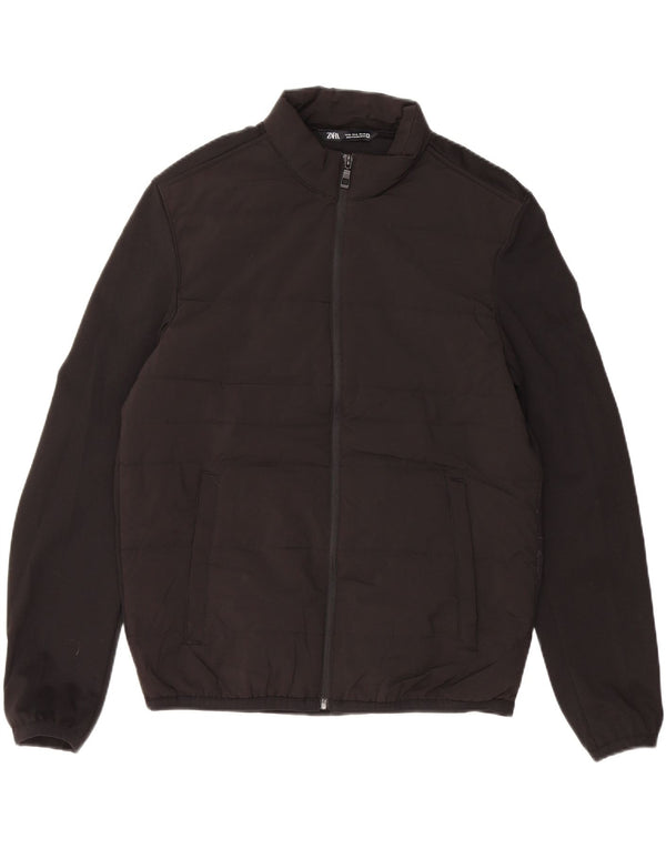 ZARA Herren Wattierte Jacke UK 38 Medium Schwarz Polyester