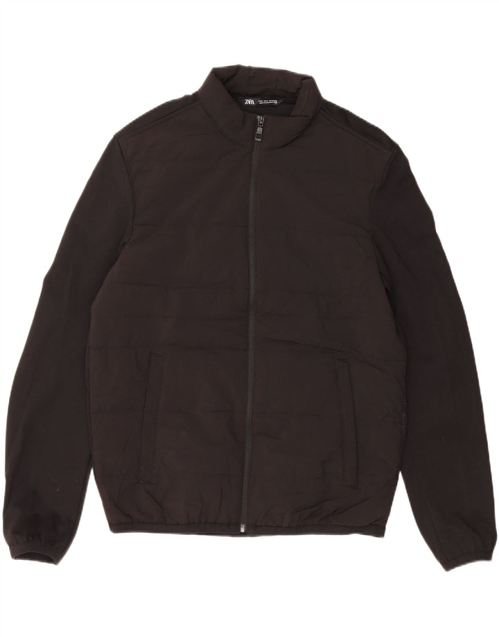 ZARA Herren Wattierte Jacke UK 38 Medium Schwarz Polyester