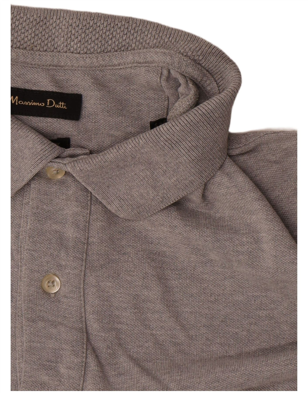 Massimo Dutti Herren-Poloshirt, groß, grau gesprenkelte Baumwolle